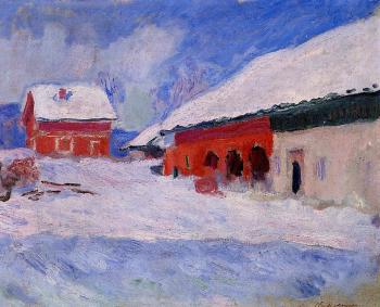 尅勞德 莫奈 Red Houses at Bjornegaard in the Snow, Norway 尅勞德 莫奈 Red Houses at Bjornegaard in the Snow, Norway